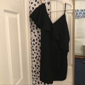 One shoulder black dress